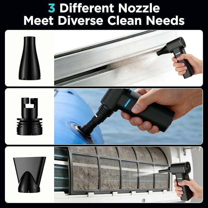 Cordless Car Detailing Air Duster, 80,000 RPM Electric Air Blower, 350W Brushless Motor, 60m/s/200CFM High-Speed Compressed Air Duster for Car Drying, Interior Cleaning, Keyboard & Home
