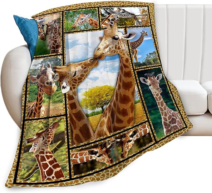 jerkboo Giraffe Blanket Throws Giraffe Gifts Giraffe Lovers Throw Blanket for Girls Boys Kids Adults Soft Warm Cozy Fleece Blanket for Couch Sofa Bed 80""x60""