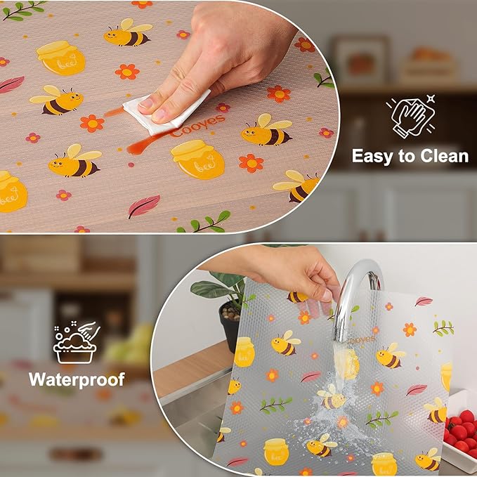 Cooyes Shelf Liner – Non-Slip Cabinet & Drawer Liner for Kitchen – Non-Adhesive Waterproof Shelf Paper with Modern Pattern – Durable EVA Cabinet Mat – Easy to Cut