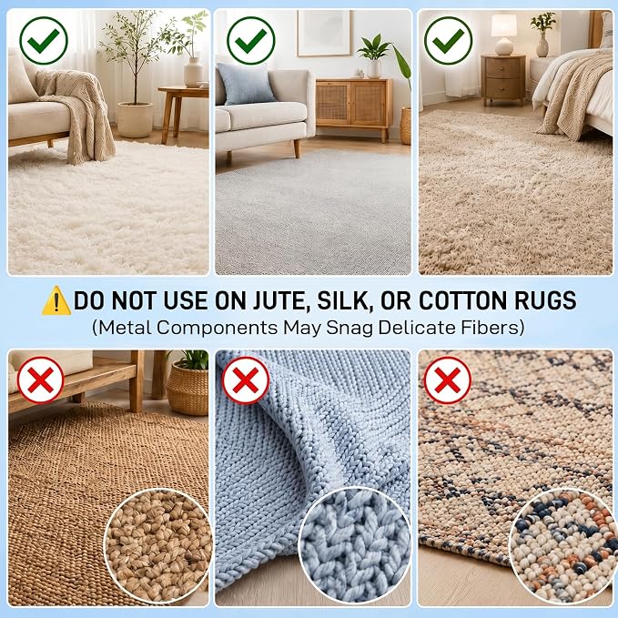 3-in-1 Carpet Rake for Pet Hair Removal, Reusable 54" Adjustable Long Handle Pet Hair Remover for Couch, 3 PCS Carpet Rake Scraper, Pet Hair Broom for Carpet, Rugs, Couch, Floor Scraping
