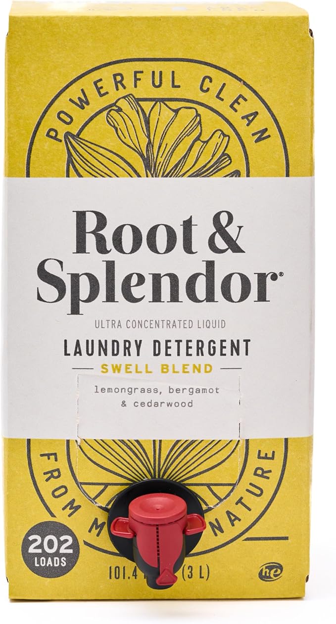 Root & Splendor Ultra Concentrated Non Toxic Laundry Detergent Liquid - Plant Based & Eco Friendly Enzymatic Laundry Soap, Swell Scent, 3 Liter, 202 Loads