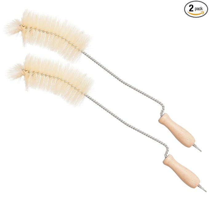 Redecker Baby Bottle Brush with Pig Bristles and Steel Wire and Beechwood Handle, 12-1/2-Inches, Set of 2