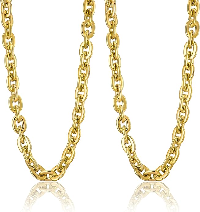Passed colorfast test,Large Plastic Chain Necklace, 2 Pack / 4 Pack Optional,Hip-hop Rapper Big Chunky Fake Necklace , Super long Detachable, Non-fading Party Clothing Plastic Jewelry Necklace Decoration, Women and Men.