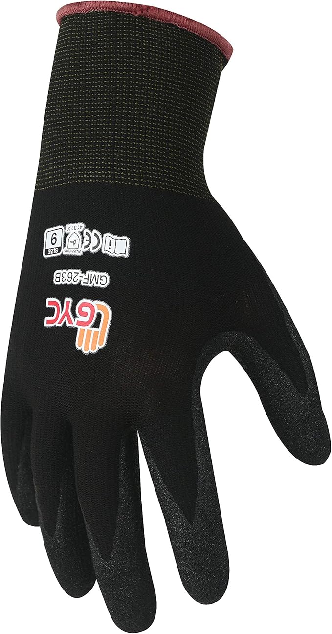 GYC Gloves, DIY, Gardening, Oil & Dry Grip Nitrile Micro Finish Safety Work Gloves - 10 Pairs Pack - Comfortable Grip, Anti-Slip (GMF-263B / SIZE 10 - X-Large)
