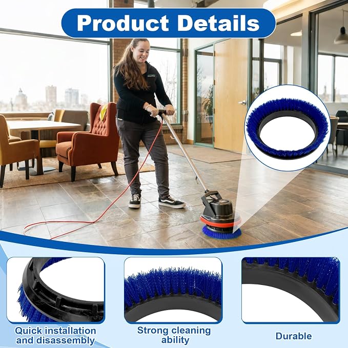 Commercial 237058 Nylon Carpet Polypropylene Scrub Orbiter Brush, 12" Diameter, for ORB550MC Orbiter Floor Machine, Blue
