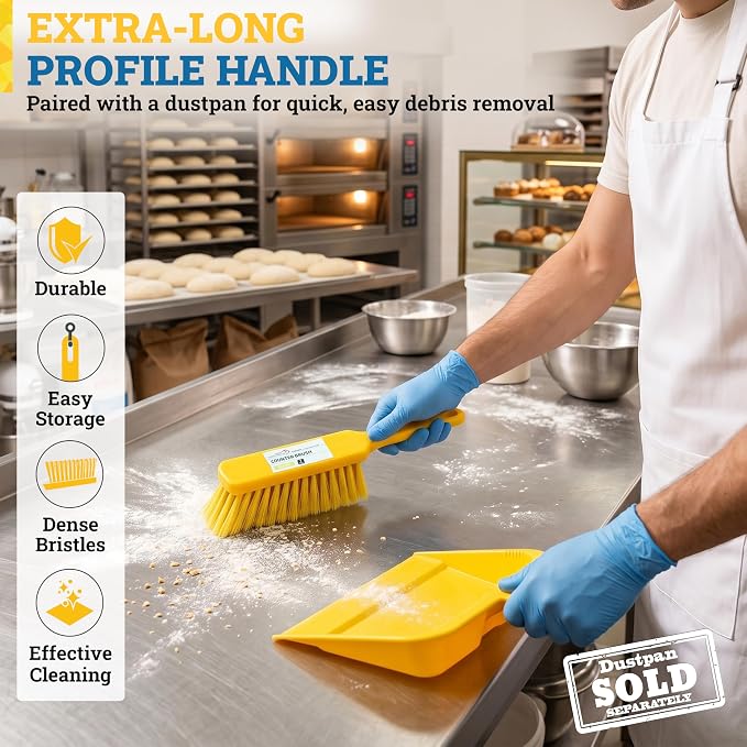 Kleen Handler 13.75” Counter Brush with Polypropylene Bristle and Handle, Commercial and Household Cleaning Handheld Broom (6)