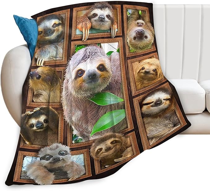 Tijuboni Sloth Throw Blanket Sloth Gifts for Girls Boys Women Men Kids Adults Soft Flannel Fleece Blanket for Couch Sofa Bed Home Decor 40"x50"