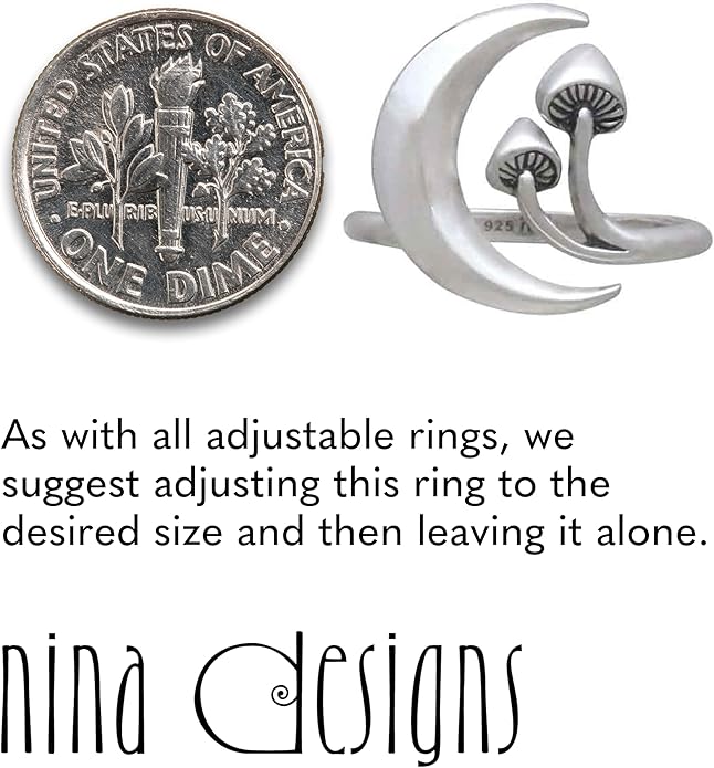NINA DESIGNS Sterling Silver Rings - Adjustable Ring, Silver Jewelry for Women, 925 Sterling Silver, Gift for Women Women’s Rings