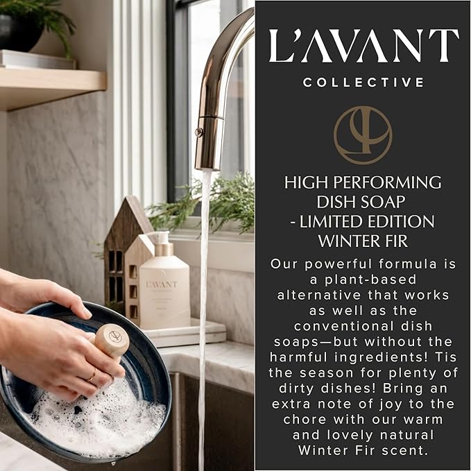 LAVANT Collective | Plant Based Dish Soap Liquid | Natural Cleaning Supplies & High Performing Dish Detergent | Formula for Sensitive Skin, Grease Removal, & Everyday Cleaning | Winter Fir Scent