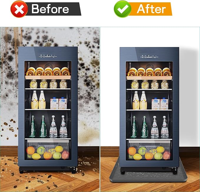 Mini Fridge Silicone Mat,19.7''x19.7''x0.5''-Fridge Drip Tray Concave and convex design is leak-Proof and Non-Slip Perfectly Compatible with Washer, Dryer, Wine Cooler, Dishwasher ect. (Grey1)