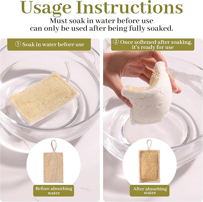 JOYMOOP Compressed Cellulose & Loofah Scrubbers, Non-Scratch Scrub Sponge, Kitchen Sponges for Dishes, 24-Pack, Dual-Sided Dish Sponge for Nonstick Cookware & All Surfaces
