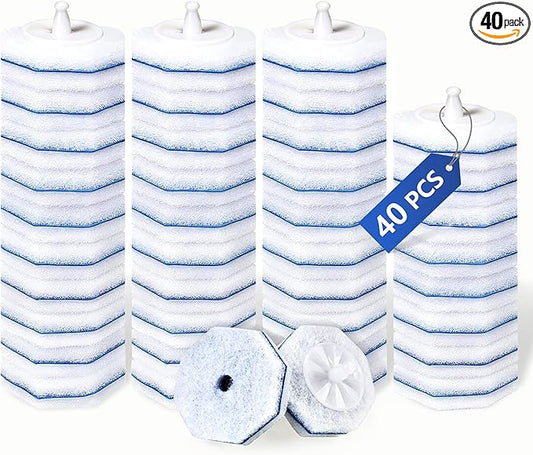 FHORAIN 40 Count Toilet Wand Refills for Clorox, Disposable Toilet Brush Head with Rich Foaming, Extra Thick Triple-layer Refills, Strong Cleaning & Scrubbing Power, Won't Fall Off or Fall Apart
