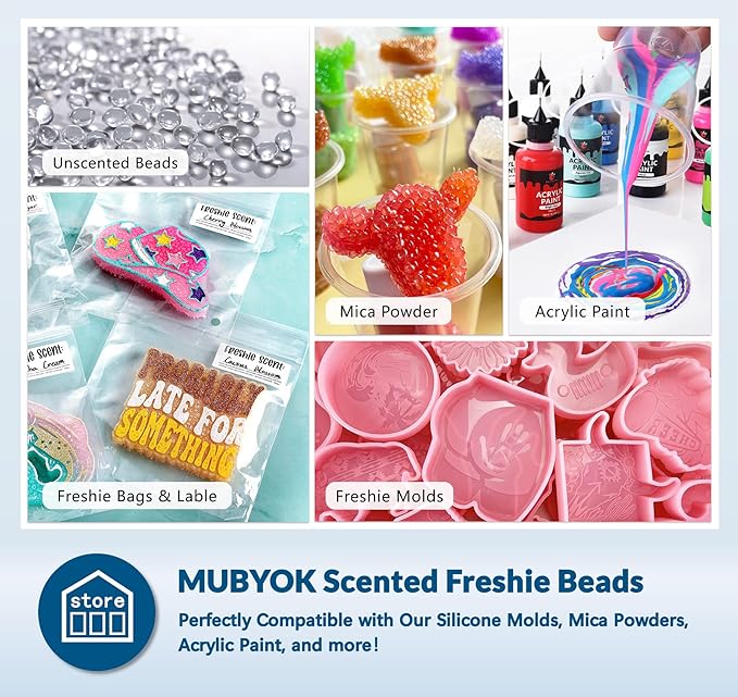 MUBYOK 1.5LB Vanilla Mocha Dream Premium Scented Aroma Beads for Making Car Freshies Supplies PreScented Beads for Car Air Freshener Sachets Long-Lasing Scent