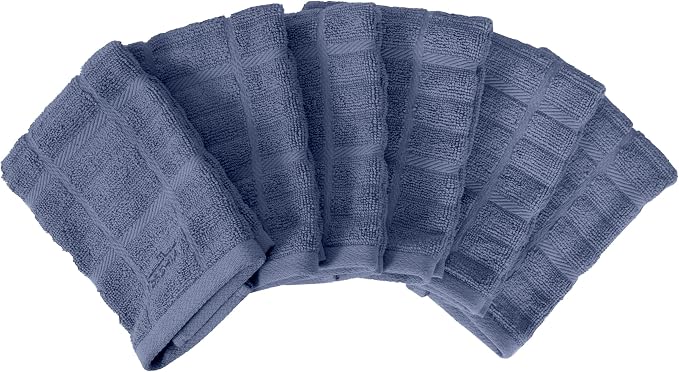 All-Clad Premium Solid Dish Cloth Set: Highly Absorbent, Super Soft 100% Turkish Cotton Terry Looped, 13" x 14" Dish Towels for Cleaning & Drying Dishes, Pans, Glassware, Counters, 6-Pack, Indigo