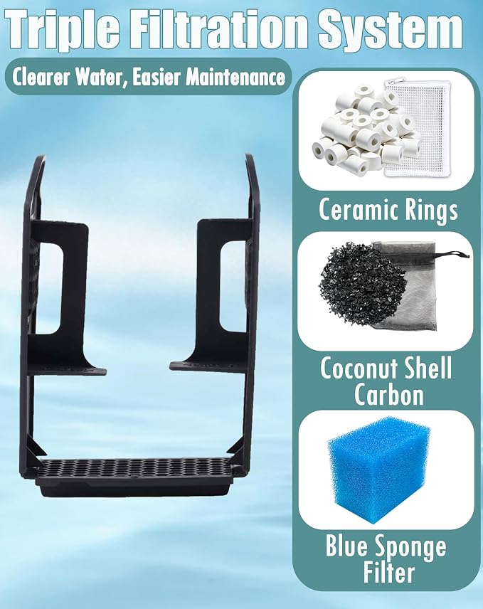 4 Sets Complete Filter Media Kit Compatible with Fluval AC20/Aquaclear 20 Power Filter for 5- to 20-Gallon Aquariums - Includes 4 Active Carbon, 4 Ceramic Rings, 2 Intake Strainer Sponges, 4 Foam