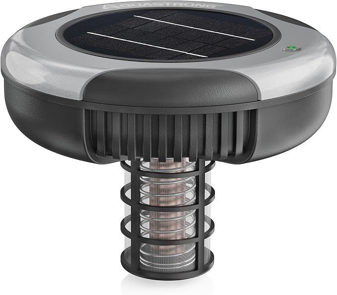 AQUASTRONG Solar Powered Pool Maintenance System with 8.5 oz Copper Anode, High-Efficiency Solar Panel for Above & Inground Swimming Pools up to 25,000 Gal, Compatible with All Pool Types