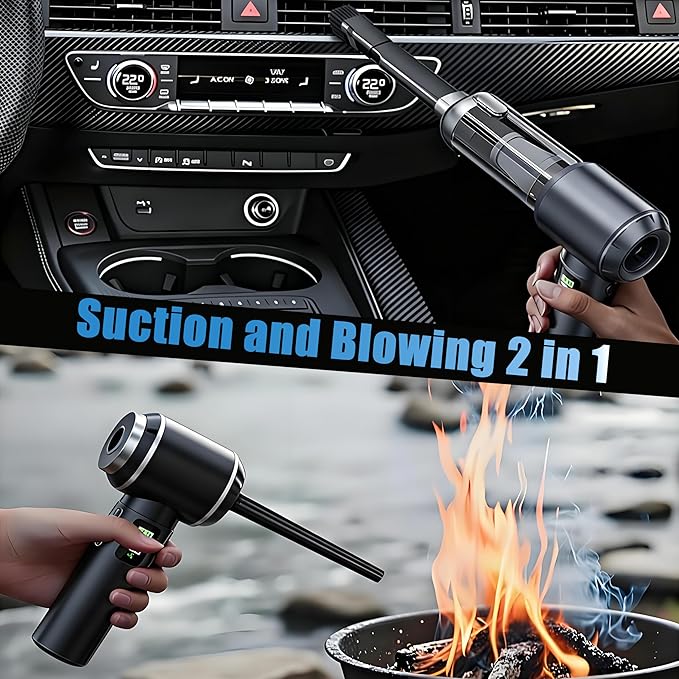 Handheld Car Vacuum Cordless with Air Duster, 30-Min Runtime 20000Pa Suction, Portable Rechargeable Small Handheld Vacuum for Car Detailing Interior Cleaning Pet Hair,Silver&Gray