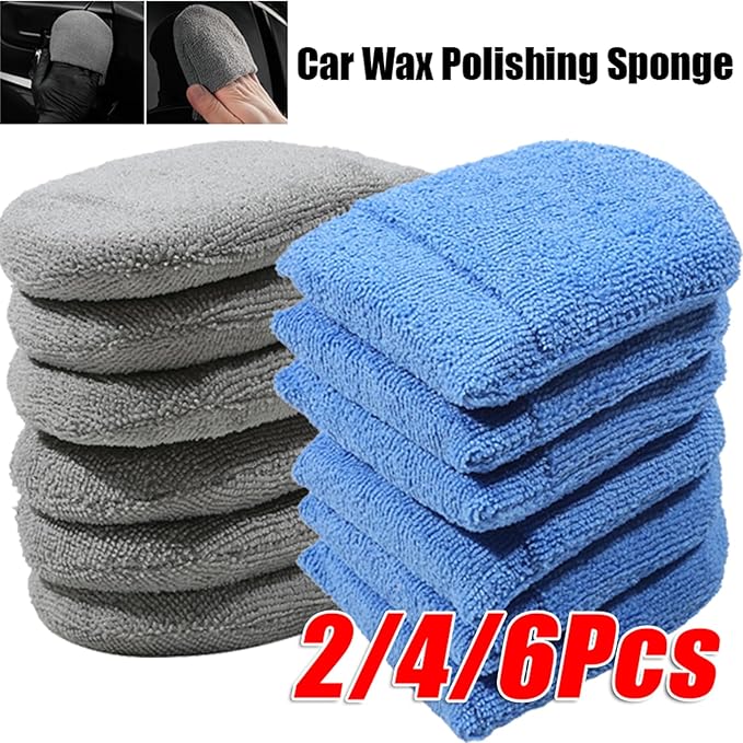 2/4/6Pcs Soft Microfiber Car Wax Applicator Mitts Polishing Sponge Wax Foam Car Wax Applicator Pad Car Detailing Cleaning Tools(6Pcs Blue)