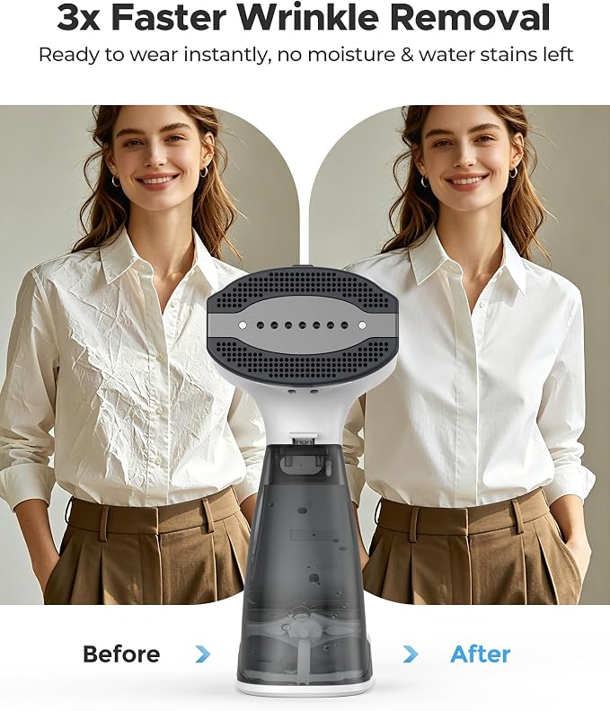 Sweepulire Vacuum Steamer with 330ml Water Tank, 3500Pa Suction Handheld Clothes Steamer, 1200W Steam & Dry 2-in-1 Modes, LED Display, 3X Faster Wrinkle Removal Clothes Steamer, 110-120V