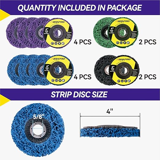 12 PCS 4" x 5/8" Strip Discs Stripping Wheel for Angle Grinder, Clean and Remove Paint Coating Rust Welds Oxidation