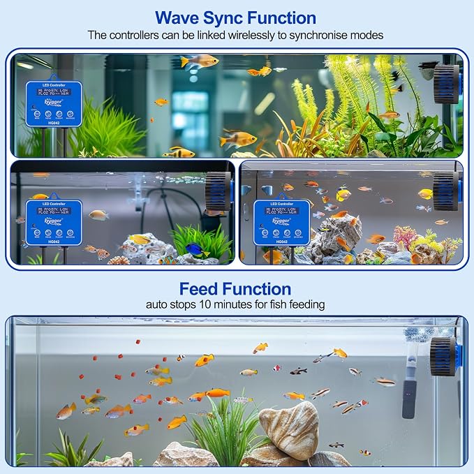 hygger Strong Wave Maker For Aquarium Magnetic DC Powerhead Adjustable Fish Tank Circulation Pump with Guard Controller for 30-90 Gallon Freshwater Saltwater 2100GPH