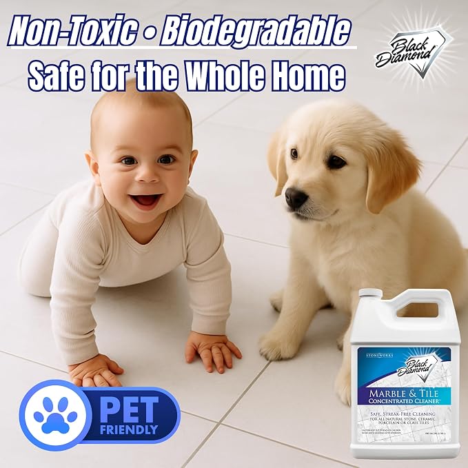 Black Diamond Stoneworks Marble & Tile Floor Cleaner Concentrate, pH Neutral, Streak-Free & No-Rinse Formula for Granite, Travertine, Limestone, Slate, Ceramic & Porcelain Floors (4-Gallons)