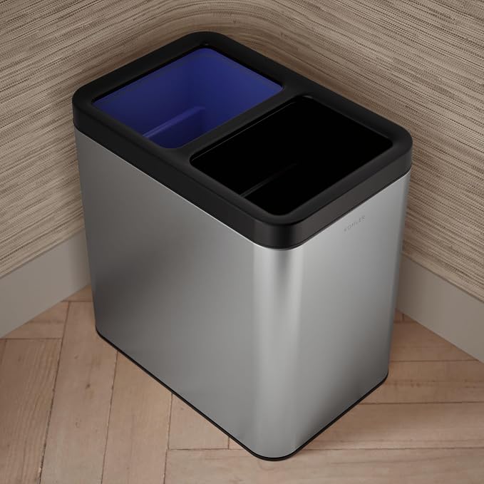 Kohler K-31315-ST 22-Liter Dual-Bin Open-Top Trash Can, Stainless Steel