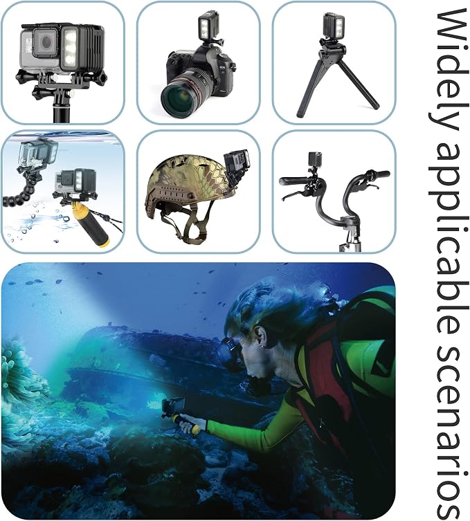 SOONSUN Rechargeable Diving Light - 450 Lumens High Power LED Video Light, Waterproof 164ft, Dimmable Underwater Fill Light for GoPro Hero 13/12/11/10/9/8/7/6/5/4/3+/3, DJI Osmo Action 4 5 Pro Camera