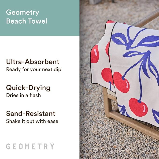 GEOMETRY Micro-Loop Beach Towel – Spring & Summer Collection – Quick-Dry, Sand-Resistant, Ultra-Absorbent Compact Towel for Beach & Travel (Abstract Life)