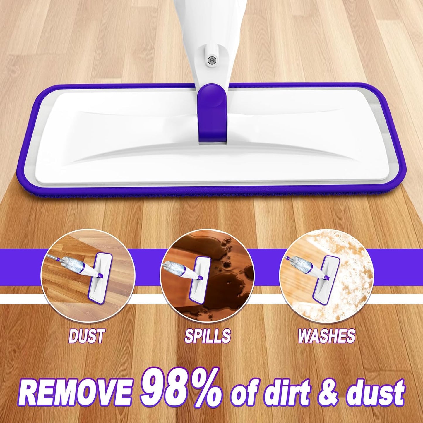 Spray Mop for Hardwood Floor Cleaning: EXEGO Wet Mops with 5 Microfiber Refillable Pads for Swiffer Powermop - Mopping Tools with Sprayer for Tile Wood Laminate Vinyl Marble