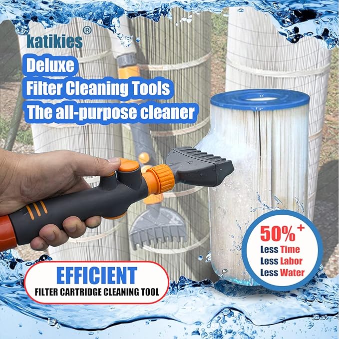 Pool Cartridge Filter Cleaner Tool and Scum Absorber Set, Filter Cleaning Wand for Spa & Hot Tub