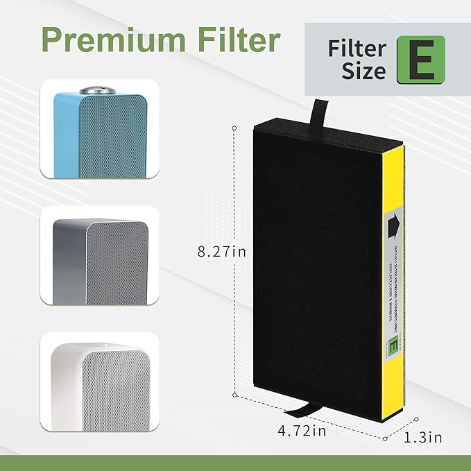 FLT4100 Filter Size E Compatible with Guardian Technologies Model AC4100 AC4100CA AC4150BL AC4150PCA AC4150P Purifier, Part # FLT4100 / FLT11CB4 / Filter E, 4 Mian Filters & 8 Carbon Filters