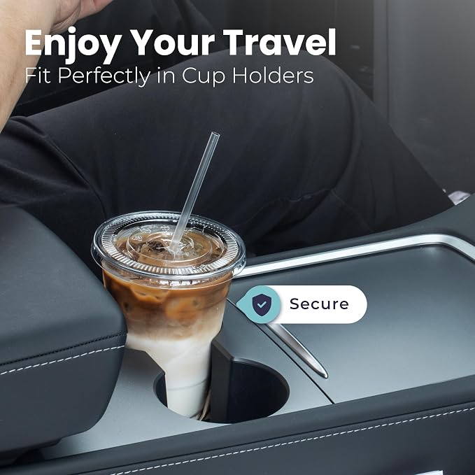Fit Meal Prep 100 Pack 9 oz Plastic Iced Coffee Cups with Flat Lids and Clear Straws, Disposable Clear Cup, BPA Free Cup for Party, Smoothie, Cold Drinks, Juice, Milkshake, Bubble Boba, Tea
