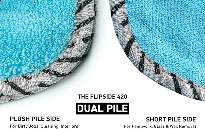 All-Purpose Microfiber Towels (6 Pack) – Flipside 420 GSM, 16x16, 70/30 Blend, Long/Short Pile, Scratch-Free for Auto Car Detailing (Blue)