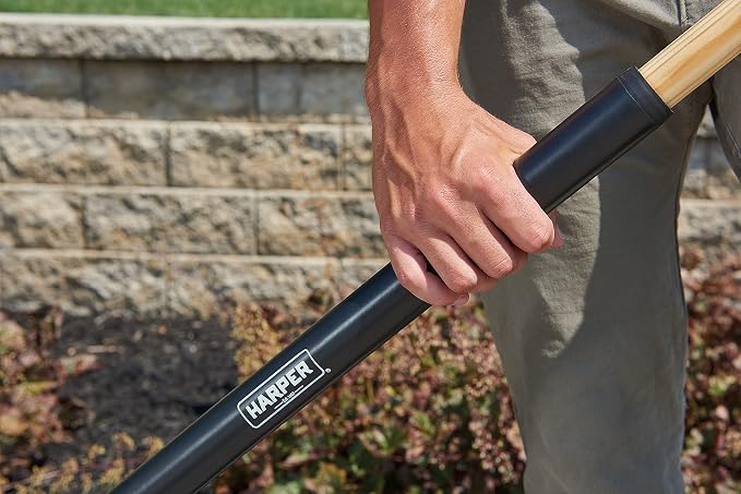 Harper 24 Inch Push Broom with Stiff Bristles, Premium Heavy Duty Outdoor Wet/Dry Rough-Surface, for Mulch, Gravel, Oil Dry, Dirt, Soil, with Long Wooden Handle