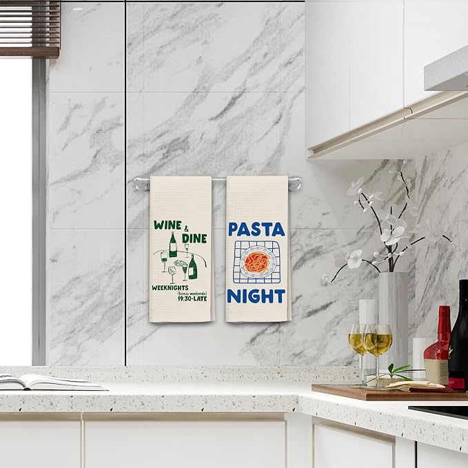Italian Kitchen Towels Set 2, Italian Kitchen Decor, Bar Towels for Kitchen Bartender, Retro Dish Towels for Hand Towels, Aesthetic Kitchen Decoration, 16x24 Inch