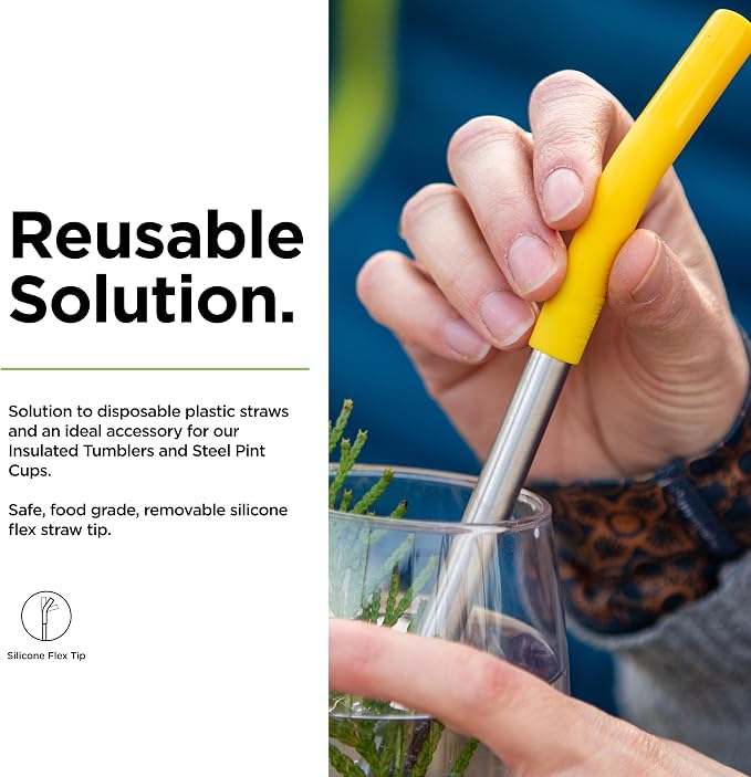 Klean Kanteen Short Recycled Stainless Steel Straw Set - Food Grade Silicone - With Straw Cleaner Brush - 6 Pack Short Straws, Multicolor