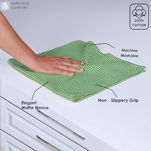 12 Pack Dual Tone Waffle Weave Dish Cloth, 12x12 Inches, 100% Cotton Dishcloth Set, Super Absorbent, Quick Drying, Soft Hand Towels for Cleaning, Washing, Durable, Mint Green