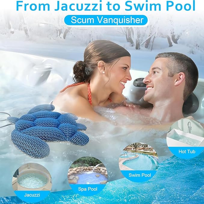 Banax 2Pcs Hot Tub Scum Absorber Reusable Pool Oil Absorbing Sponge Washable Scum Hot Tub Cleaner Turtle Pool Sponge Oil Absorber for Compatible with All Jacuzzi/Pool Types