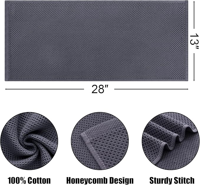 Kitinjoy 100% Cotton Waffle Weave Kitchen Hand Towels (13 X 28 Inches, Multicolor), 8-Pack Super Soft and Absorbent Dish Towel for Drying Dishes