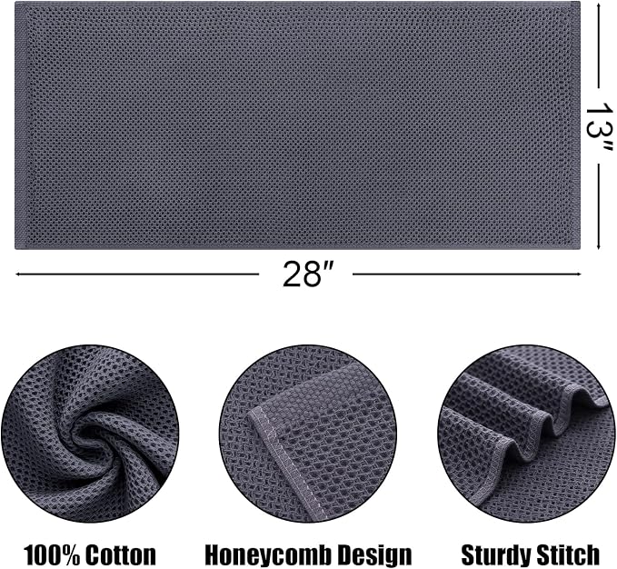 Kitinjoy 100% Cotton Waffle Weave Kitchen Hand Towels (13 x 28 Inches, Multicolor), 4-Pack Super Soft and Absorbent Dish Towels for Drying Dishes