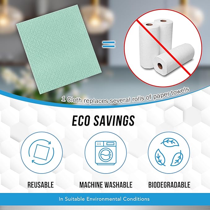 ACTIVE Swedish Dishcloths and Enzyme Laundry Booster - Includes 12ct Cellulose Sponge Cloths and 2lb Enzymatic Laundry Booster Powder