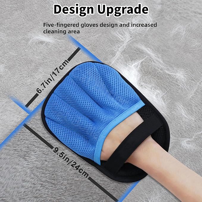 Pet Hair Removal Glove for Cats & Dogs, Reusable Magic Brush for Pet Hair, Upgraded Five-Finger Electrostatic Pet Hair Removal Tool for Laundry, Couch, Carpet, Car Seat