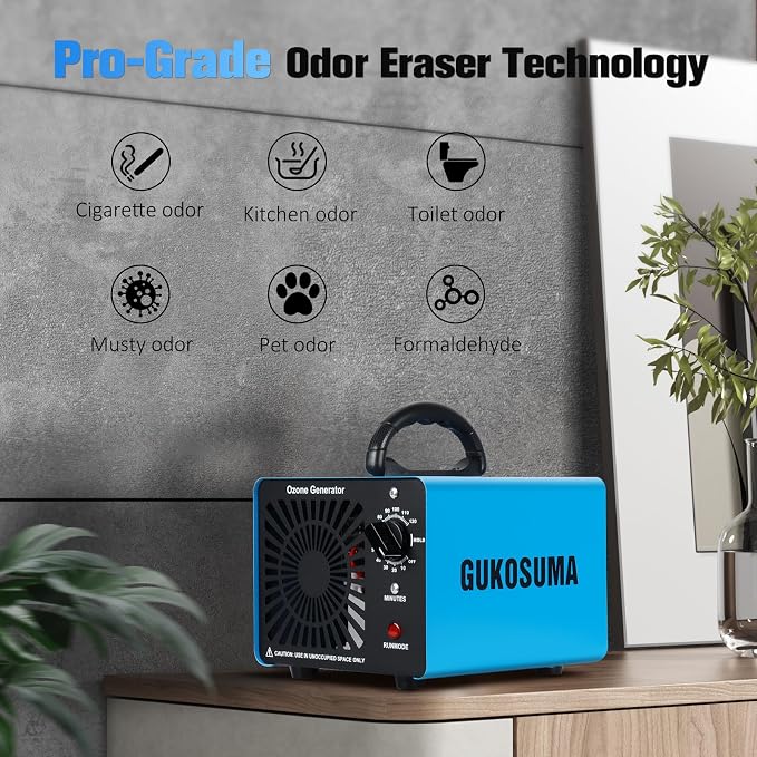 Next-Gen Ozone Generator, 100,000mg/h High Capacity Ozone Machine Odor Removal Up to 8000 Sq.Ft, Commercial Home Ionizer Air Purifier for Car, Home, Basement, Farm, Smoke