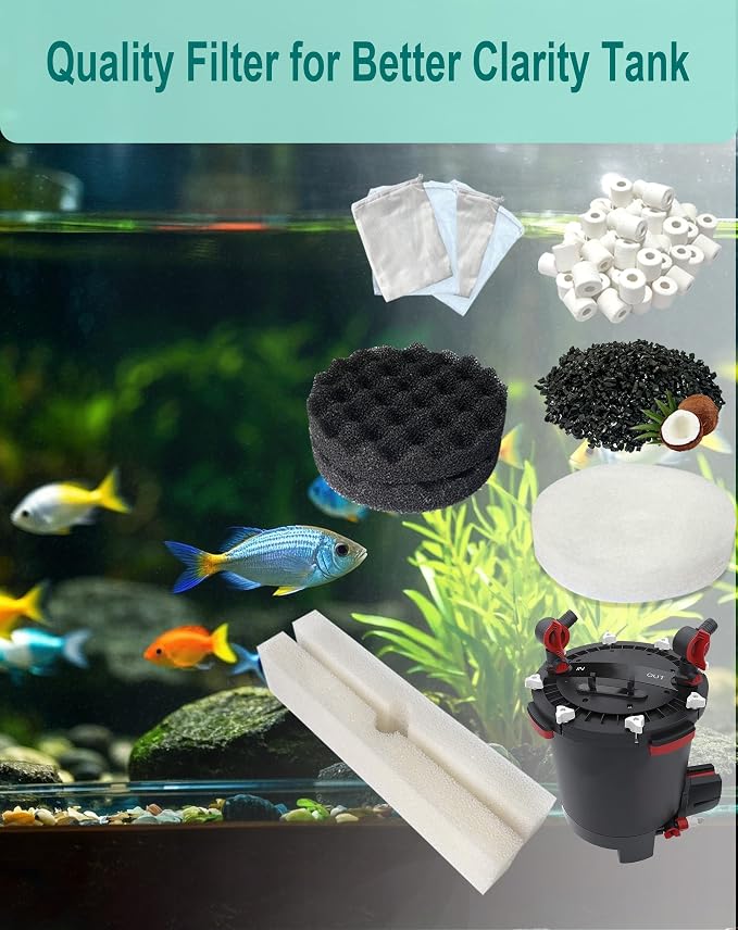 42 PCS Aquarium Media Kits Replacement for Fluval FX2 / FX4 / FX5 / FX6 Canister Filters, Including Bio-Foam Block, Carbon Sponge Filter, Ceramic Ring, Activated Carbon, Silicone Lubricant, Filter Pad