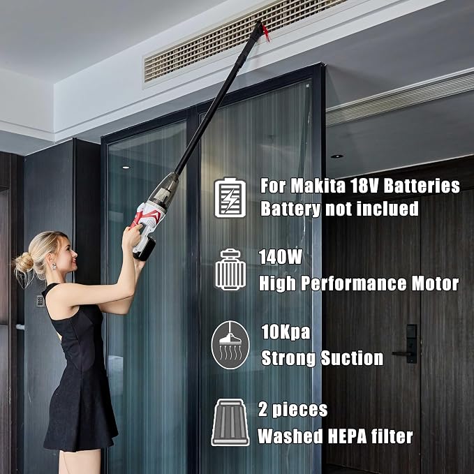 Cordless Vacuum Cleaner for Makita Battery,Wireless Handheld Power Vacuum Cleaner for Home, Boat, Workshop, Pet Hair, Furniture Cleaning(Tool Only No Battery)