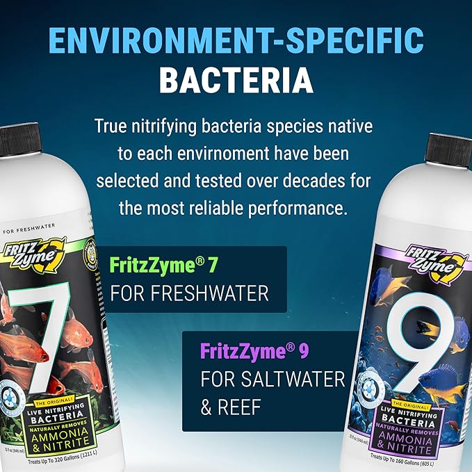 Fritz Aquatics FritzZyme 7 Live Nitrifying Bacteria Naturally Removes Amonia & Nitrite for Freshwater Fish (32-Ounce | 2-Pack)