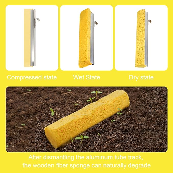 LILAC Cellulose Sponge Mop with 2 Replacement Heads, 4-Color Handle Choices for Zoned Cleaning, Super Absorbent Pop Up Roller Mop for Hardwood,Laminate Floors, Heavy Duty Floor Scrubber (Yellow)