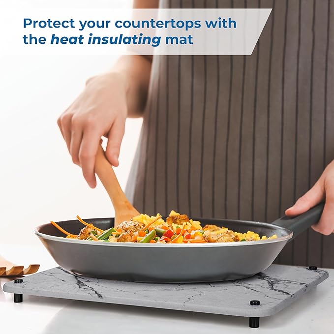 Spaceneat Diatomite Stone Drying Mat for Kitchen Counter - Rapid Moisture Removal - 15.7" x 11.8" Large Dish Drying Stone for Kitchen Sink - Diatomaceous Earth Quick Dry Dish Mat - Gray Marble