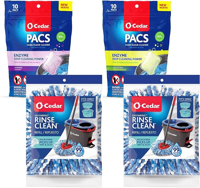 O-Cedar 2 Rinseclean Refills + 1 Citrus and 1 Lavender Pacs (Variety Pack)